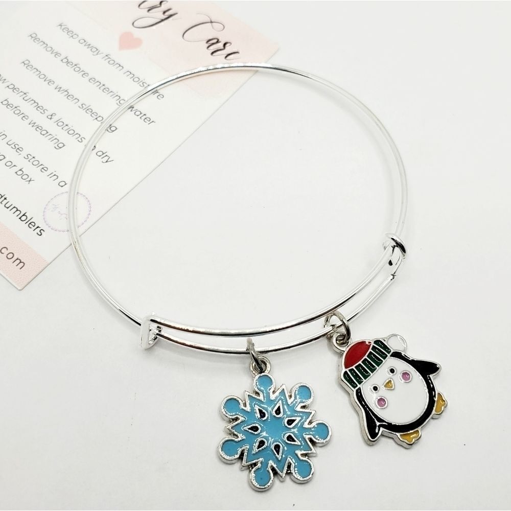 Silver Penguin Christmas Charm Bracelet
